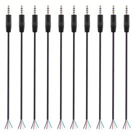 Fancasee 10 Pack Replacement 3.5mm Male Plug to Bare Wire Open End TRRS 4 Pole Stereo 1/8" 3.5mm Plug Jack Connector Audio Cable for Headphone Headset Earphone Microphone Cable Repair