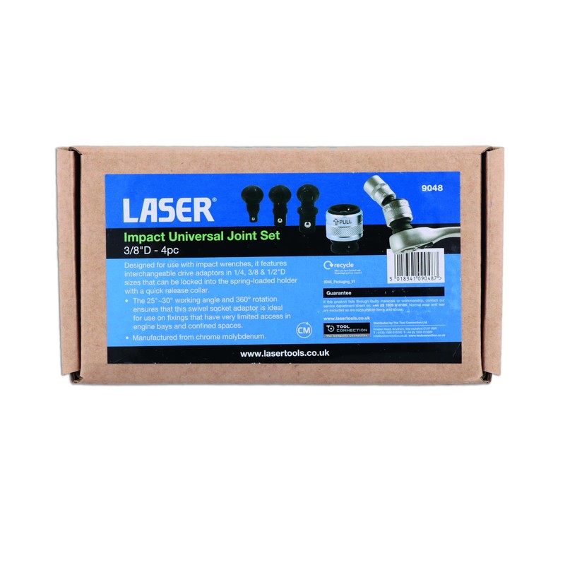 Laser 9048 Impact Universal Joint Set 3/8" D 4pc