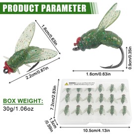 Bionic Fly Fishing Bait, Flies Fishing Lures Kit Trout Jigs Swimbaits Dry Flies Fly Fishing Lures Fish Attractant Fly Fishing Hook for Saltwater Freshwater Bass Panfish 15mm
