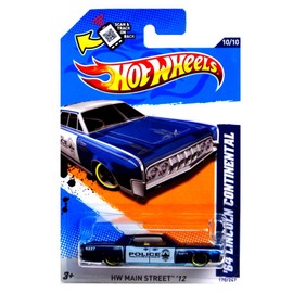 Hot Wheels 2012 HW Main Street '12 10/10 '64 Lincoln Continental 170/247 Blue and White Austin Police Scan & Track Card