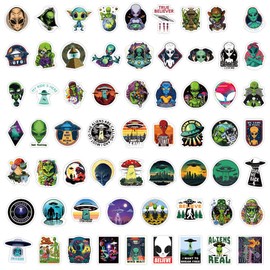 AUCEKO 62 Pieces Alien Sticker Pack Space Alien Sticker Set Waterproof Vinyl Sticker for Laptop Children Cars Motorcycle Bicycle Skateboard Luggage Suitcase Computer Sticker Graffiti Decal