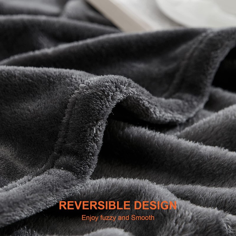 EHEYCIGA Fleece Blanket Dark Grey Throws for Sofas Fluffy Warm