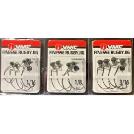 VMC FINESSE RUGBY JIG Head   - PICK WEIGHT  & BLACK OR GREEN PUMPKIN Many Sizes - BLACK, 3/16 OZ.