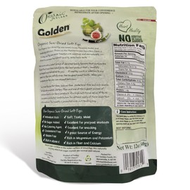 Golden Organic Soft Dried Figs, Great Source of Fruit Snack for Adults and Kids, Completely Free From Nuts, Gluten and Other Common Allergens - 12 oz (340 g)
