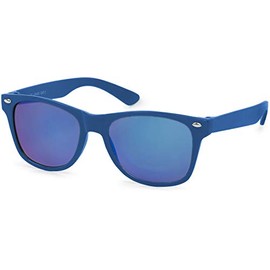 styleBREAKER 09020056 Children's Nerd Sunglasses with Plastic Frame and Polycarbonate Lenses, Classic Retro Design, Frame blue/glass blue mirrored