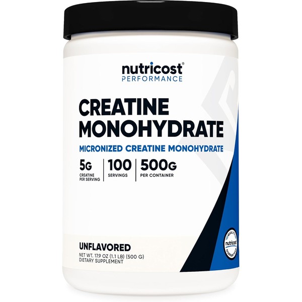 Creatine Monohydrate Micronized Powder 500g | 5000mg per Serving, 100