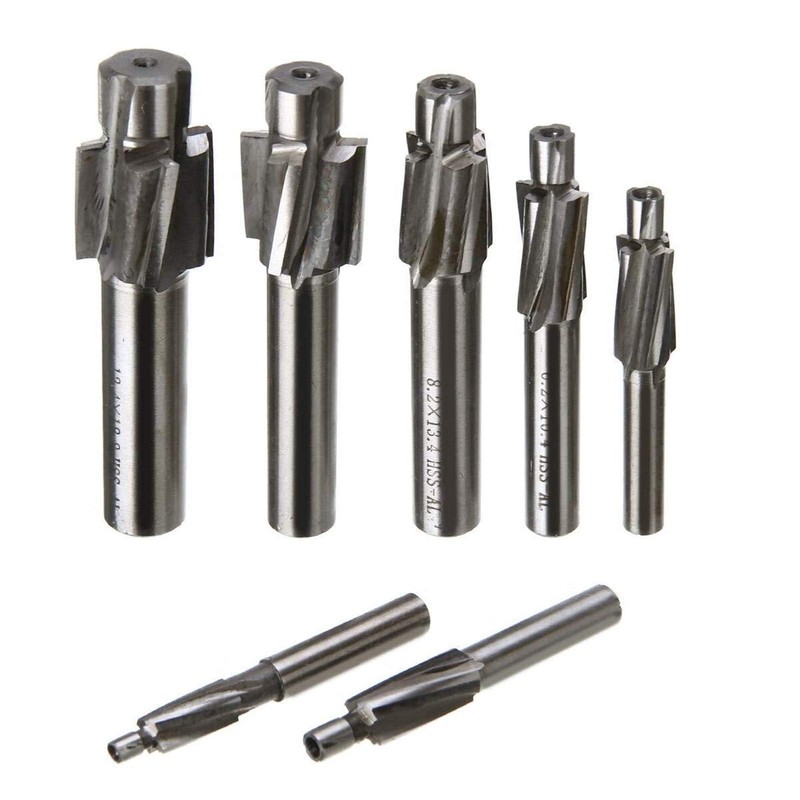 7Pcs M3-M12 Counterbore Milling Cutter High Speed Steel Pilot Slotting