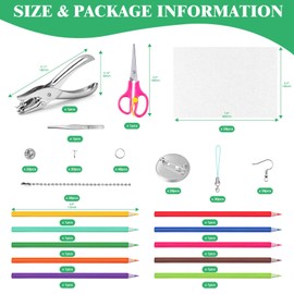 Yauhar 213Pcs Shrinking Plastic Sheets Kit Contains Shrinking Film Art Papers, Colored Pencils, Hole Puncher, Earring Hooks, Keychains Making Accessories for Craft and Art Supplies