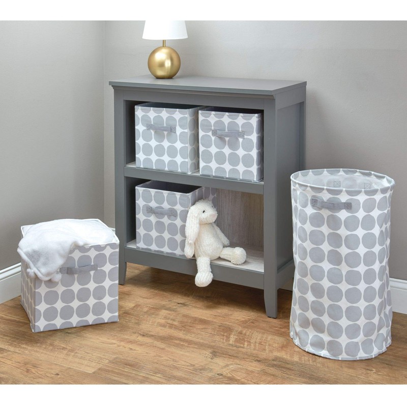 InterDesign Dot Fabric Storage Cube Bin, Small Basket Container with