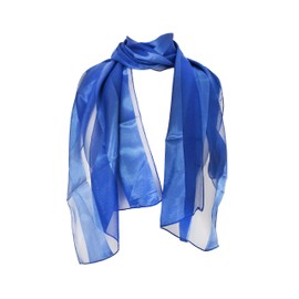 Plain coloured Chiffon and Satin Striped Scarf Thin Pretty Scarf, lovely Gift/present. (royal blue)