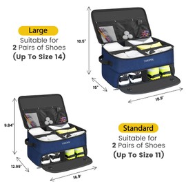 YOREPEK Large 2 Layer Golf Trunk Organizer for 2 Size 14 Pair Shoes, Car Golf Locker with Separate Ventilated Compartment, Golfing Stuff Storage Organizer Store All Gear, Golf Stocking Stuffers, BLUE