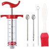 Mikim Meat Injector Syringe with 2 Stainless Steel Needles, Red