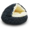 ShinHye Cat Bed Round Plush Fluffy Hooded Cat Bed Cave,