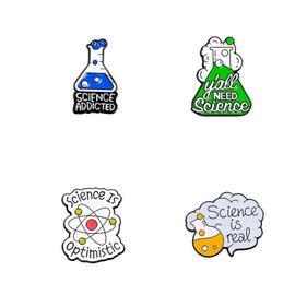 Science Enamel Pin Chemical Products Enamel Brooch Science is Optimistic, Science is Real, Science Addocted Enamel Pins to Science Enthusiast for Clothing Bags Jackets