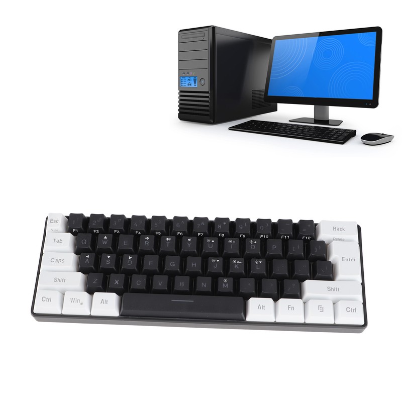 G61 Mini RGB Keyboard LED Backlight 61 Keys Ergonomic Mechanical