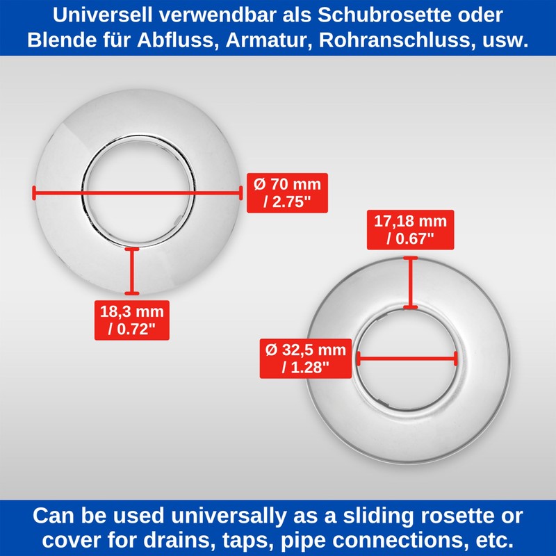 Brass Rosette DN25, Pack of 2, Size Diameter 70 x