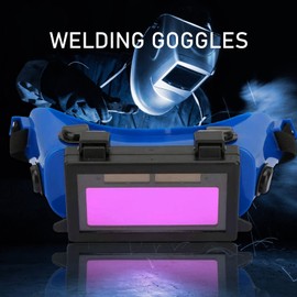 Welding Glasses, Solar Car Blackout Eye Mask Welding Goggles Welder Eye Protection Glasses for Construction Site Electric Welding (Blue)