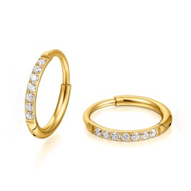 Limerencia Small Hoop Earrings for Women, Hypoallergenic Titanium Huggie Hoop Earrings Set G23 Piercings Cartilage Earrings Set for Women Sensitive Ears (White CZ Gold, 10mm)