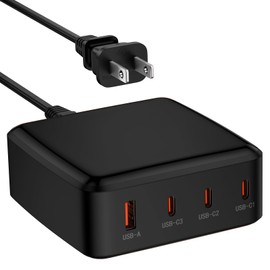 USB Charger 4 Ports 130W Total Type-C Outlet, Fast Charging for MacBook [PD 3.0, QC4.0, PPS, PSE Certified] USB-C*3+USB-A*1 4 Devices Simultaneously Type C Power Adapter for MacBook Pro/iPad Pro
