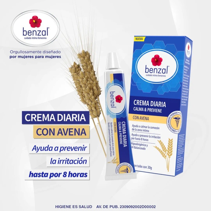Crema Íntima Diaria Con Avena Benzal