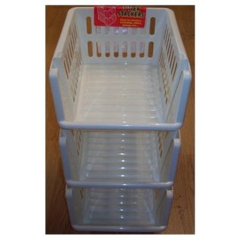 Whitefurze Stacking Basket Set of 3, Cream, 18 cm