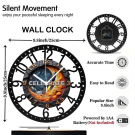 25cm Circular Iron Wall Clock with a Compass Navigation Iconsheet size: 10 inch, color: Black