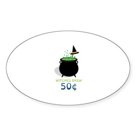 CafePress Witches Brew 50¢ Sticker Oval Car Bumper Sticker