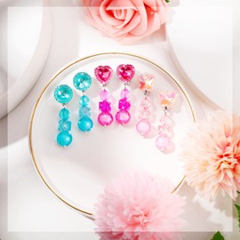Hicarer 9 Pairs Girls Clip on Earrings Pretend Princess Play Earrings Jewelry Set(Bright Colors)
