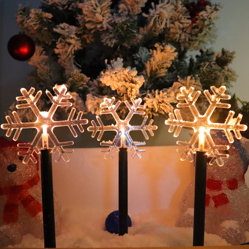 Snowflake Landscape Lights Christmas Pathway Decorative Lights Battery Powered Warm