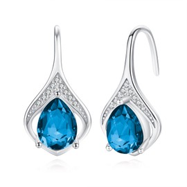 Teardrop Hook Earrings for Women Fashion Hypoallergenic Jewelry 925 Sterling Silver, Sterling Silver, Cubic Zirconia