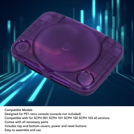 GOWENIC Carcasa de Repuesto para Consola Retro Translúcida, Carcasa Completa para PS1 para SCPH 001 SCPH 101 SCPH 102 SCPH 103 PS One Todas Las Versiones (Violeta)