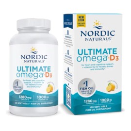 Nordic Naturals Suplemento Ultimate Omega D3 1280 mg de Omega y 100UI de Vitamina D3 120 cápsulas sabor limón