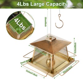 Large Bird Feeder for Outdoor, Gazebo Style Wild Bird Feeders, Metal Mesh Cardinal Birds Feeder for Garden Patio Birds Watching Decor, 4 lb Capacity