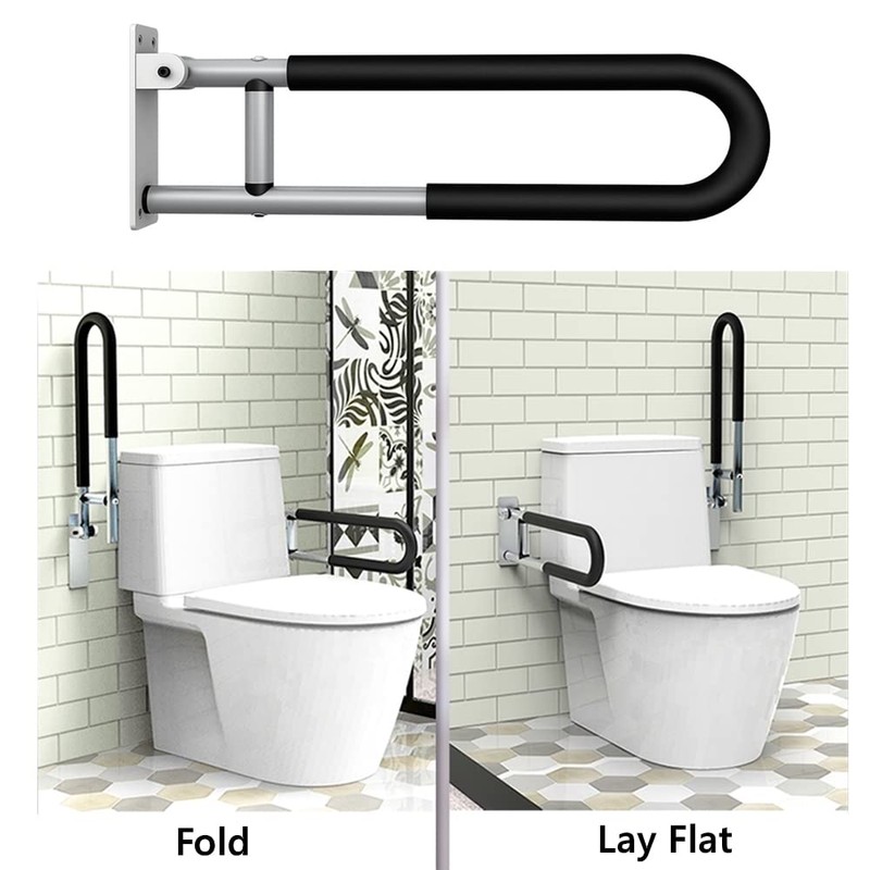 Tuntrol 23.6 inch Foldable Handrail Grab Bars, Wall Mounted Toilet
