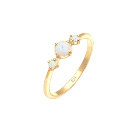 Elli Women's Ring Geo Vintage Trend with Synthetic Opal in 925 Sterling Silver, Opal