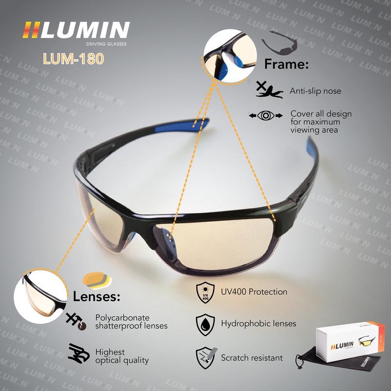 PROSPEK Illumin Night Driving Glasses - All-Weather Glasses for Improved