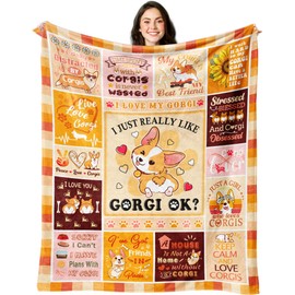 CITYSONG Corgi Blanket, Corgi Gifts for Girls Women, Corgi Gift for Corgi Lovers Room Decor, Corgi Throw Blanket 50" x 40"