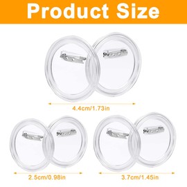 ZAMXHUG Buttons Make Yourself - 15 Pieces Acrylic Design Button Badges, DIY Badge Tool, Clear Button Pin Badge Kit (Diameter 25 mm/Diameter 37 mm/Diameter 44 mm)