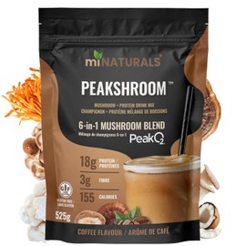 New! PEAKSHROOM Mushroom + Protein Drink Mix, PeakO2® 6-in-1 Mushroom Blend, 18g Protein, MCT Oil, Inulin, Colombian Coffee, Made in Canada