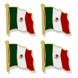 HSQCEZ 4 Pack Mexico Flag Lapel Pin - Mexican Flags Pins Lapel Hat Backpacks Suit Decoration & Men Women Waving Patriotic Enamel Metal Badge Souvenir
