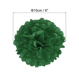 PATIKIL 6" Tissue Pom Poms Flowers, 10 Pack Paper Flower Ball for Wedding Bridal Shower Birthday Bachelorette Party Backdrop Decoration, Dark Green
