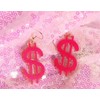 Dollar Sign Pink Gold Drop Earrings Dope Style Boss Lady