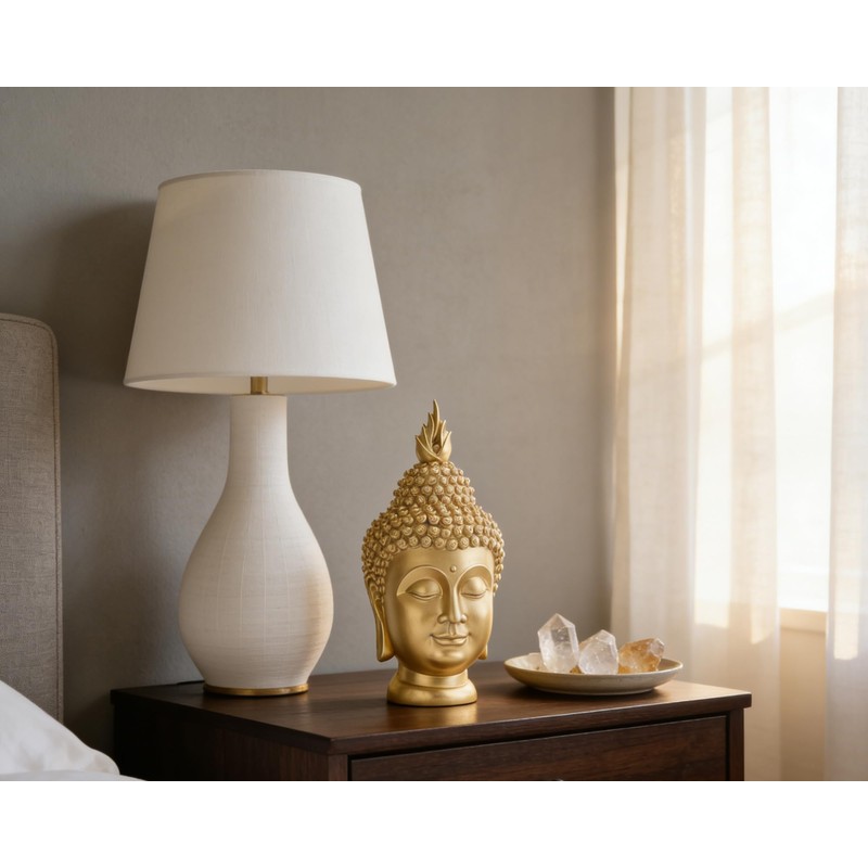AMOIENSIS Buddha Head Statue (Gold), Ideal for Zen Space, Spiritual
