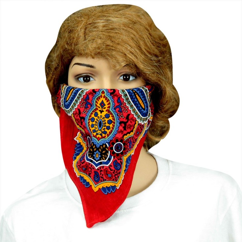 Sunshine Joy Paisley Hippie Bandana 22x22 Inches - Classic Red