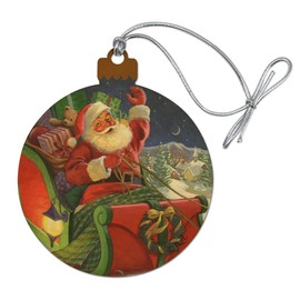 GRAPHICS & MORE Christmas Holiday Santa Merry Sleigh Ride Wood Christmas Tree Holiday Ornament
