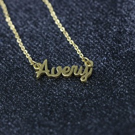 Name Necklace Big Initial Gold Plated Best Friend Jewelry Women Gift for Her Avery