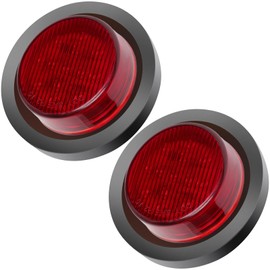 cciyu 2x 2.5 Red Round Clearance Lights 13 LED Front Rear Side Marker Indicators Lights w/Rubber Waterproof 12V Sealed Flush Mount Marker Lights for Truck RV Car Bus Trailer Van Caravan Boat