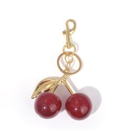 Cute Cherry Keychain Bag Charm Accessory Purse Charm Gifts for Women Car Keys Decor Gifts Stuff Accessories (Gold)