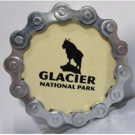 Unbranded Glacier Park Fridge Magnet Wood & Chain 2 5/8" OD