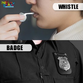 Novelty Place Kids Police Pretend Play Set - Police Badge and Whistle, Detective Role Play Props Police Costume Accessories for Cops